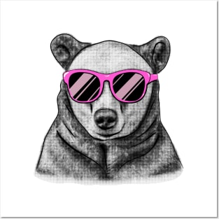 Pink Glasses Bear Posters and Art